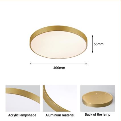 Immax NEO 07292L - LED stropno svjetlo s mogućnošću prigušivanja NEO LITE SEMPLICI LED/36W/230V 3000-6000K promjer 40 cm Wi-Fi Tuya zlatno + daljinski upravljač