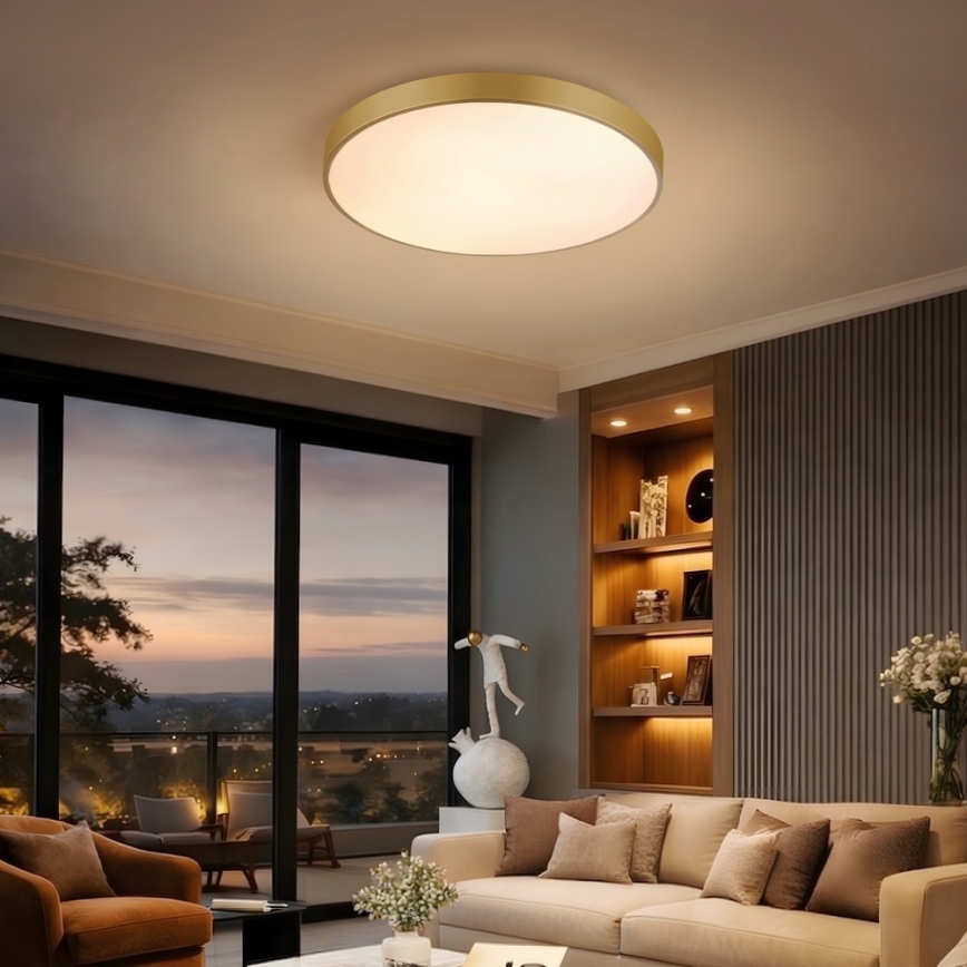 Immax NEO 07293L - prigušivo LED stropno svjetlo NEO LITE SEMPLICI LED/60W/230V 3000-6000K Ø 60 cm Wi-Fi Tuya zlatna + daljinski upravljač