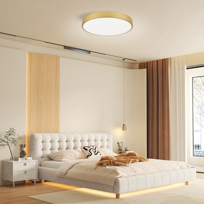 Immax NEO 07293L - prigušivo LED stropno svjetlo NEO LITE SEMPLICI LED/60W/230V 3000-6000K Ø 60 cm Wi-Fi Tuya zlatna + daljinski upravljač
