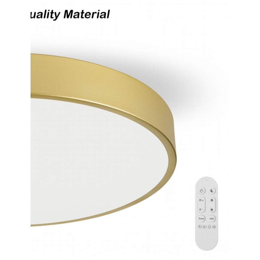 Immax NEO 07293L - prigušivo LED stropno svjetlo NEO LITE SEMPLICI LED/60W/230V 3000-6000K Ø 60 cm Wi-Fi Tuya zlatna + daljinski upravljač