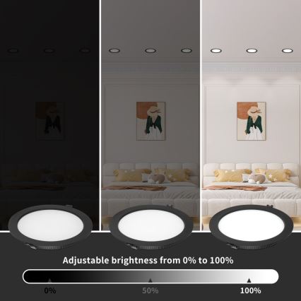 Immax NEO 07294L - LED stropna ugradna svjetiljka DOWN s mogućnošću prigušivanja LED/12W/230V Wi-Fi Tuya pr. 12 cm crna