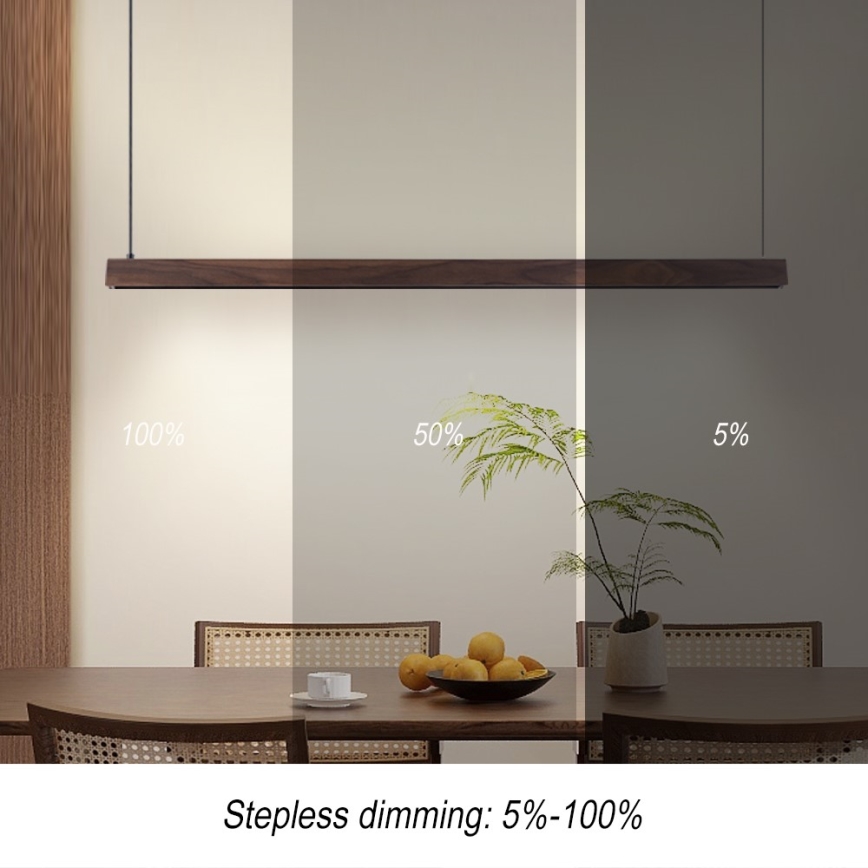 Immax NEO 07300L - prigušivi LED luster na sajli MADEIRA LED/26W/230V Wi-Fi Tuya 122 cm orah + daljinski upravljač