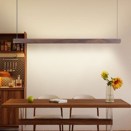 Immax NEO 07300L - prigušivi LED luster na sajli MADEIRA LED/26W/230V Wi-Fi Tuya 122 cm orah + daljinski upravljač