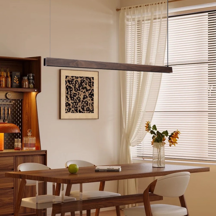 Immax NEO 07300L - prigušivi LED luster na sajli MADEIRA LED/26W/230V Wi-Fi Tuya 122 cm orah + daljinski upravljač