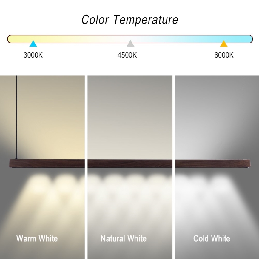 Immax NEO 07301L - LED luster s mogućnošću prigušivanja na sajli MADEIRA LED/33W/230V Wi-Fi Tuya 152 cm orah + daljinski upravljač