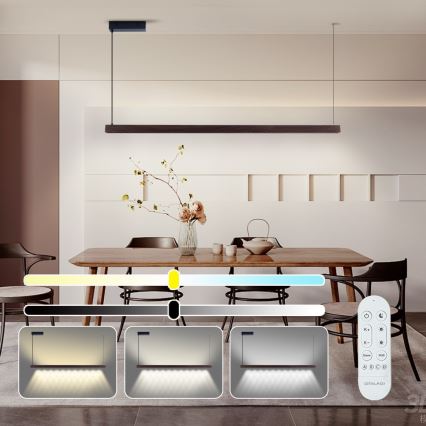 Immax NEO 07302L - LED prigušivi luster na sajli MADEIRA LED/44W/230V Wi‑Fi Tuya 202 cm orah + daljinski upravljač