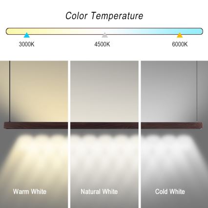 Immax NEO 07302L - LED prigušivi luster na sajli MADEIRA LED/44W/230V Wi‑Fi Tuya 202 cm orah + daljinski upravljač