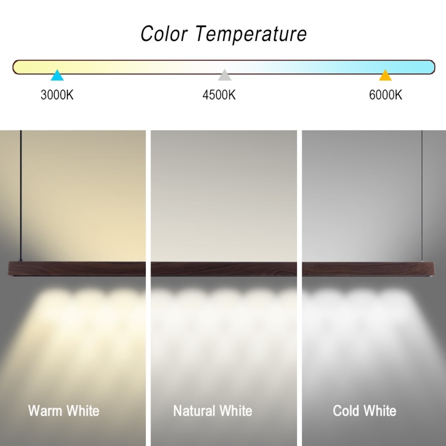 Immax NEO 07302L - LED prigušivi luster na sajli MADEIRA LED/44W/230V Wi‑Fi Tuya 202 cm orah + daljinski upravljač