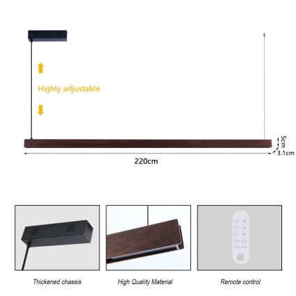 Immax NEO 07302L - LED prigušivi luster na sajli MADEIRA LED/44W/230V Wi‑Fi Tuya 202 cm orah + daljinski upravljač
