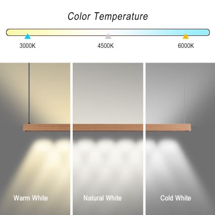 Immax NEO 07303L - LED luster na sajli MADEIRA s mogućnošću prigušivanja LED/26W/230V Wi-Fi Tuya, 122 cm, hrast + daljinski upravljač