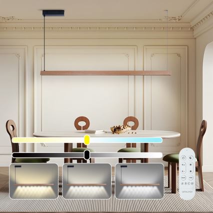 Immax NEO 07304L - LED viseći luster s mogućnošću prigušivanja na kabelu MADEIRA LED/33W/230V Wi-Fi Tuya 152 cm hrast + daljinski upravljač