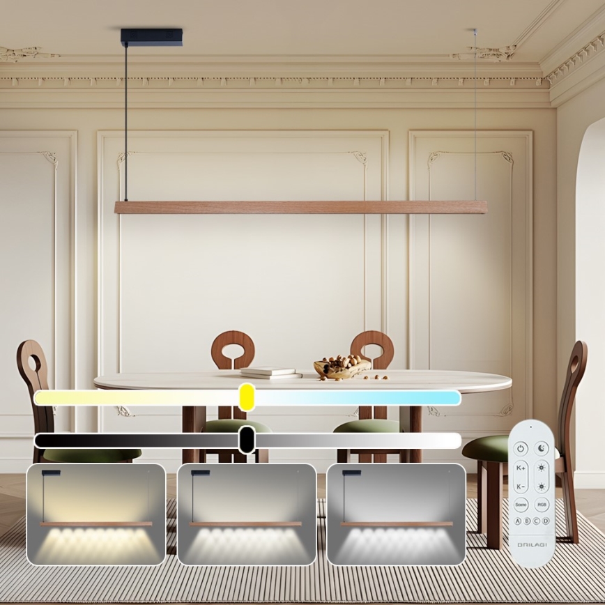 Immax NEO 07304L - LED viseći luster s mogućnošću prigušivanja na kabelu MADEIRA LED/33W/230V Wi-Fi Tuya 152 cm hrast + daljinski upravljač