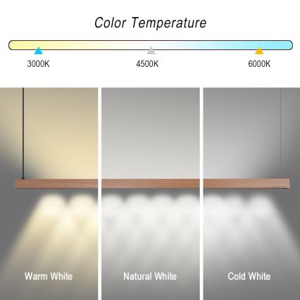 Immax NEO 07304L - LED viseći luster s mogućnošću prigušivanja na kabelu MADEIRA LED/33W/230V Wi-Fi Tuya 152 cm hrast + daljinski upravljač