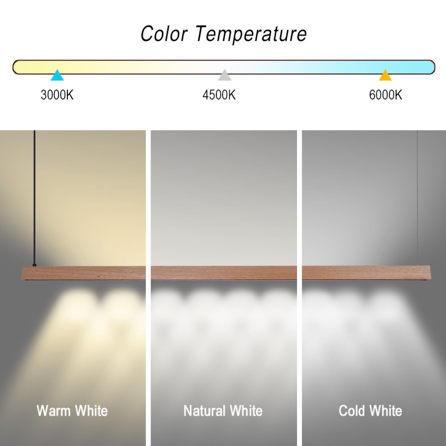 Immax NEO 07304L - LED viseći luster s mogućnošću prigušivanja na kabelu MADEIRA LED/33W/230V Wi-Fi Tuya 152 cm hrast + daljinski upravljač