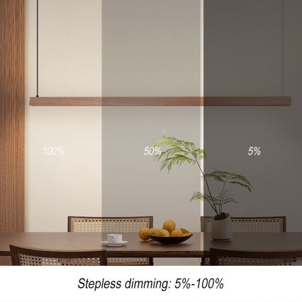 Immax NEO 07304L - LED viseći luster s mogućnošću prigušivanja na kabelu MADEIRA LED/33W/230V Wi-Fi Tuya 152 cm hrast + daljinski upravljač