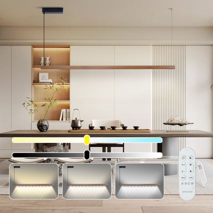 Immax NEO 07305L - LED luster s mogućnošću prigušivanja na sajli MADEIRA LED/44W/230V Wi-Fi Tuya 202 cm hrast + daljinski upravljač