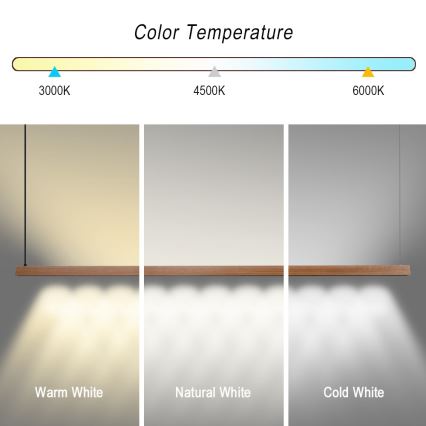 Immax NEO 07305L - LED luster s mogućnošću prigušivanja na sajli MADEIRA LED/44W/230V Wi-Fi Tuya 202 cm hrast + daljinski upravljač