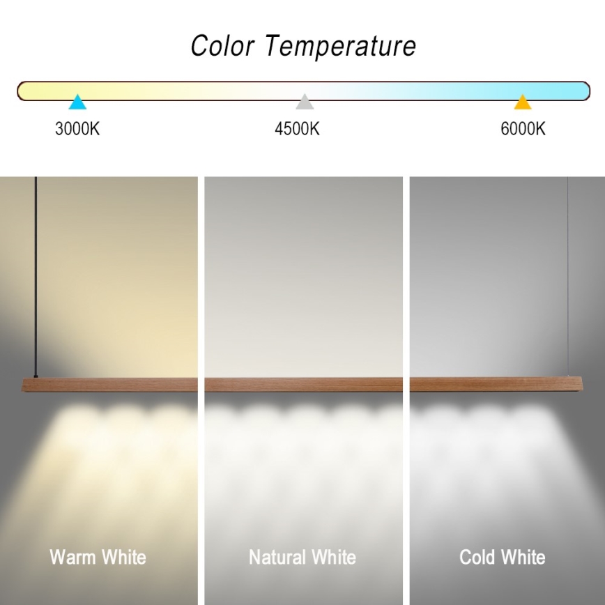 Immax NEO 07305L - LED luster s mogućnošću prigušivanja na sajli MADEIRA LED/44W/230V Wi-Fi Tuya 202 cm hrast + daljinski upravljač
