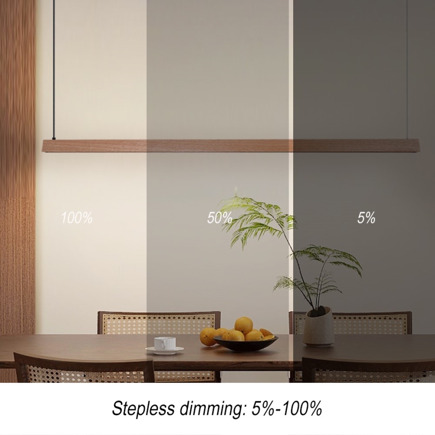 Immax NEO 07305L - LED luster s mogućnošću prigušivanja na sajli MADEIRA LED/44W/230V Wi-Fi Tuya 202 cm hrast + daljinski upravljač