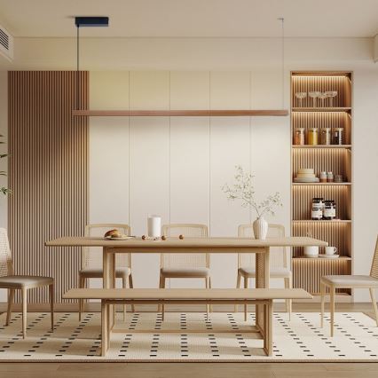 Immax NEO 07305L - LED luster s mogućnošću prigušivanja na sajli MADEIRA LED/44W/230V Wi-Fi Tuya 202 cm hrast + daljinski upravljač