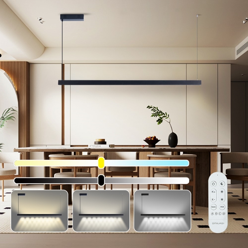 Immax NEO 07307L - LED luster s mogućnošću prigušivanja na užetu MADEIRA LED/33W/230V Wi‑Fi Tuya 152 cm crna + daljinsko upravljanje