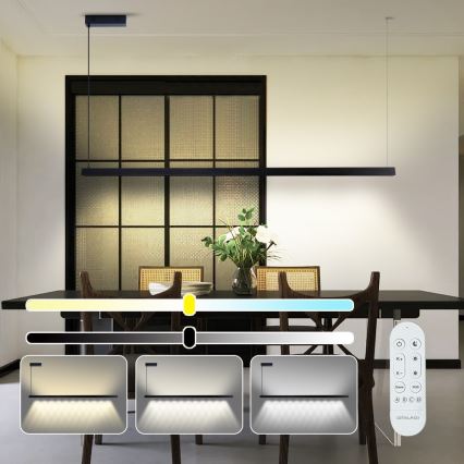 Immax NEO 07308L - LED luster s prigušivanjem na sajli MADEIRA LED/44W/230V Wi-Fi Tuya 202 cm crna + daljinski upravljač