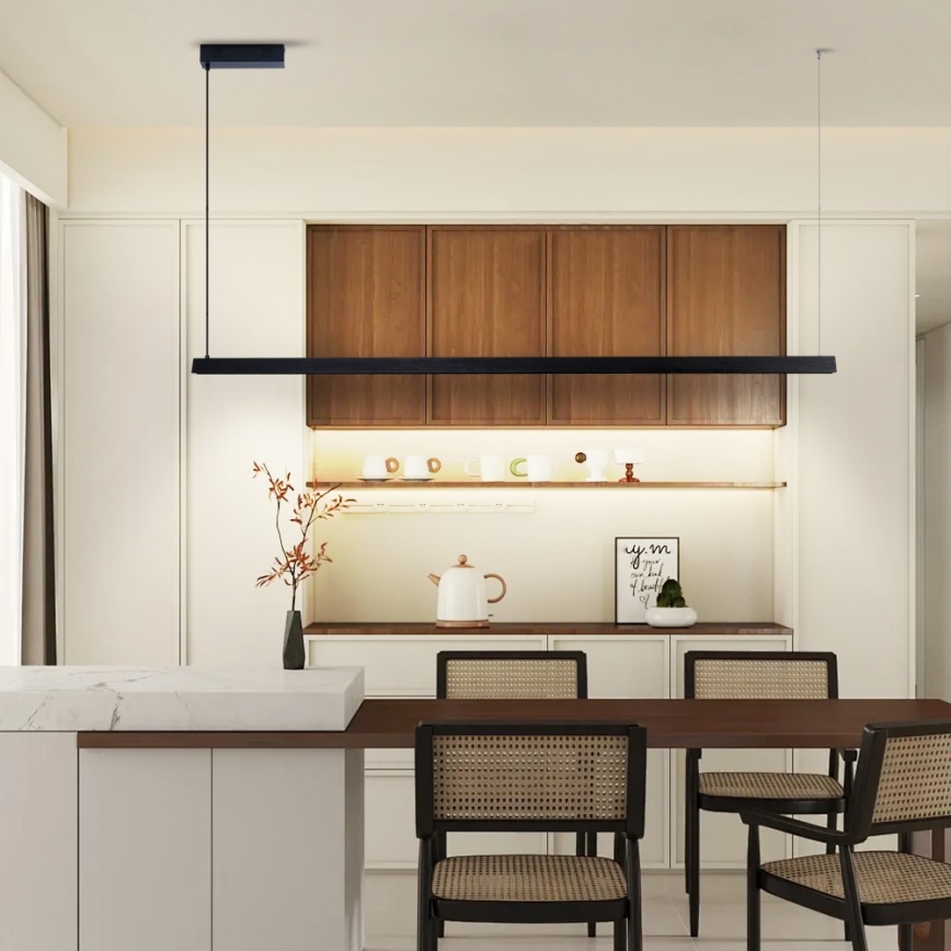 Immax NEO 07308L - LED luster s prigušivanjem na sajli MADEIRA LED/44W/230V Wi-Fi Tuya 202 cm crna + daljinski upravljač