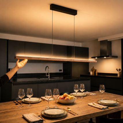 Immax NEO 07309L - Prigušivi LED viseći luster na sajli sa senzorom MADEIRA LED/37W/230V 157 cm orah