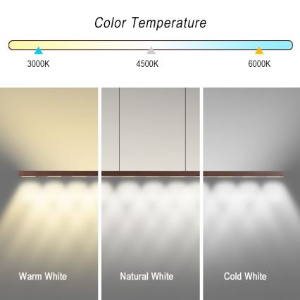 Immax NEO 07309L - Prigušivi LED viseći luster na sajli sa senzorom MADEIRA LED/37W/230V 157 cm orah