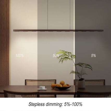 Immax NEO 07309L - Prigušivi LED viseći luster na sajli sa senzorom MADEIRA LED/37W/230V 157 cm orah