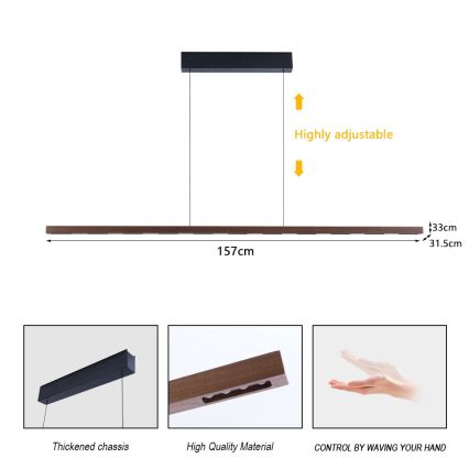 Immax NEO 07309L - Prigušivi LED viseći luster na sajli sa senzorom MADEIRA LED/37W/230V 157 cm orah