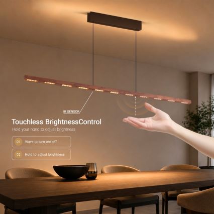 Immax NEO 07309L - Prigušivi LED viseći luster na sajli sa senzorom MADEIRA LED/37W/230V 157 cm orah