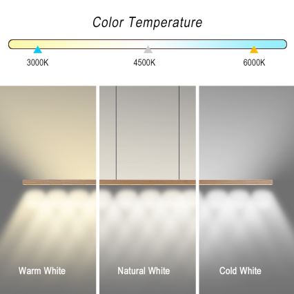 Immax NEO 07310L - LED luster na sajli s mogućnošću dimiranja i senzorom MADEIRA LED/37W/230V 157 cm jasen