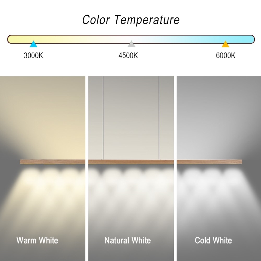 Immax NEO 07310L - LED luster na sajli s mogućnošću dimiranja i senzorom MADEIRA LED/37W/230V 157 cm jasen