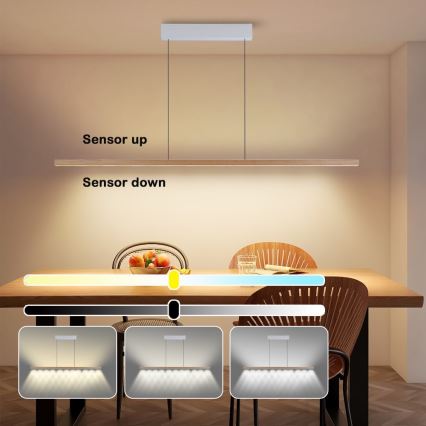 Immax NEO 07310L - LED luster na sajli s mogućnošću dimiranja i senzorom MADEIRA LED/37W/230V 157 cm jasen