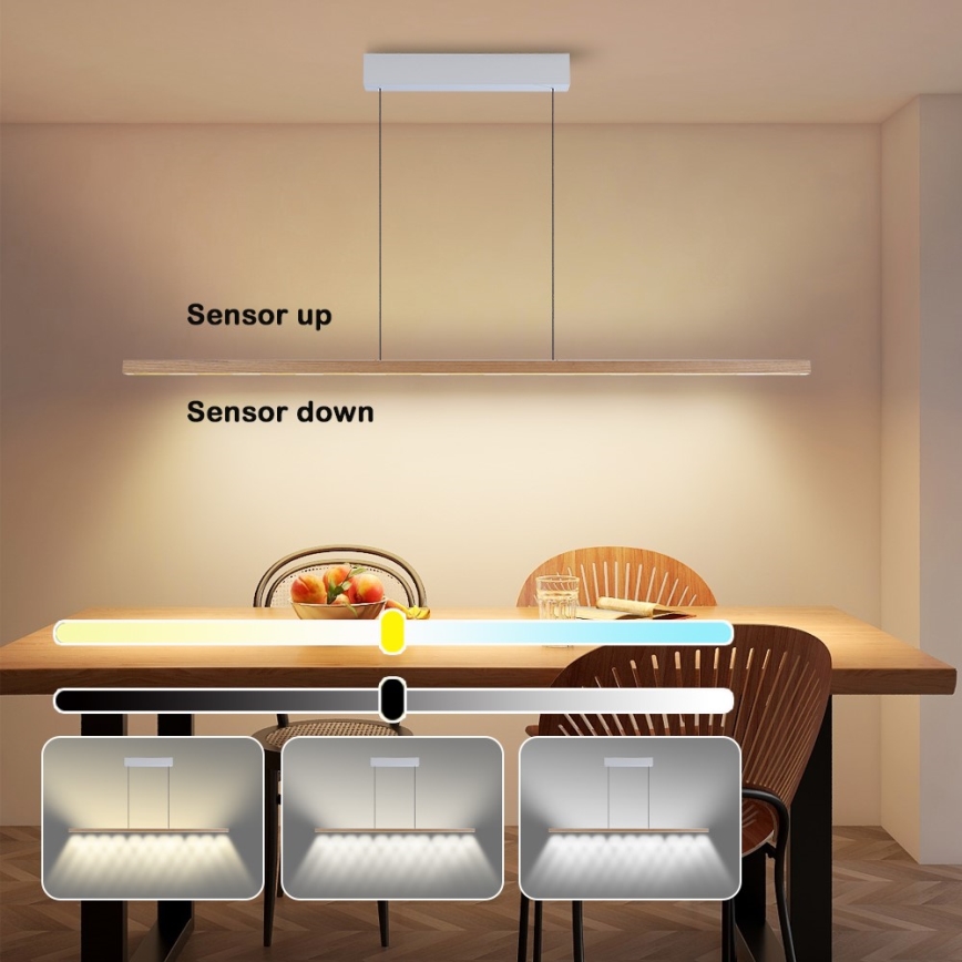 Immax NEO 07310L - LED luster na sajli s mogućnošću dimiranja i senzorom MADEIRA LED/37W/230V 157 cm jasen