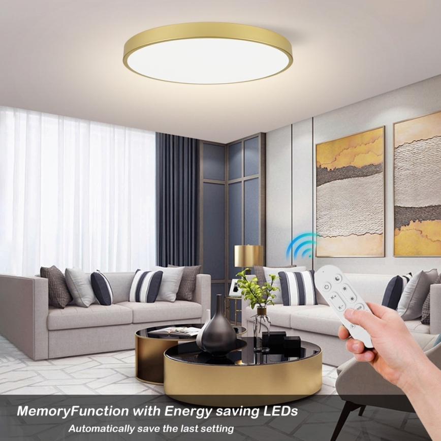 Immax NEO 07311L - LED prigušivo stropno svjetlo SEMPLICI LED/96W/230V Ø 80 cm Wi-Fi Tuya, zlatna + daljinski upravljač
