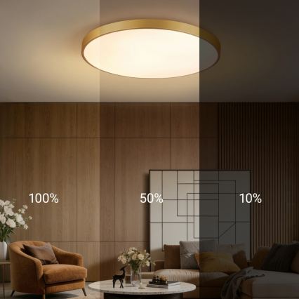 Immax NEO 07311L - LED prigušivo stropno svjetlo SEMPLICI LED/96W/230V Ø 80 cm Wi-Fi Tuya, zlatna + daljinski upravljač