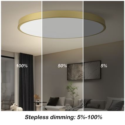 Immax NEO 07312L - LED prigušivo stropno svjetlo SEMPLICI LED/128W/230V promjer 100 cm Wi-Fi Tuya zlatna + daljinski upravljač