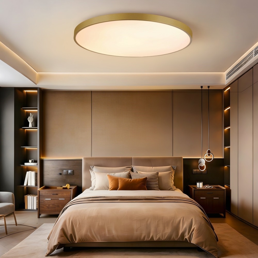 Immax NEO 07312L - LED prigušivo stropno svjetlo SEMPLICI LED/128W/230V promjer 100 cm Wi-Fi Tuya zlatna + daljinski upravljač