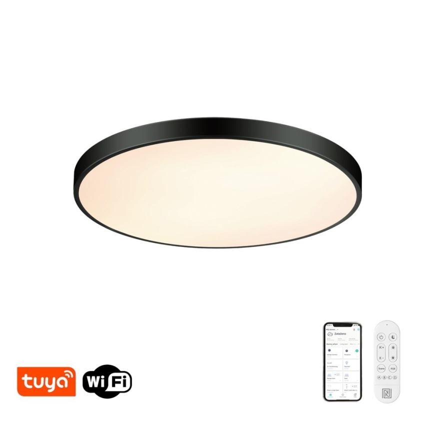 Immax NEO 07313L - LED prigušivo stropno svjetlo SEMPLICI LED/96W/230V Ø 80 cm Wi-Fi Tuya crna + daljinski upravljač