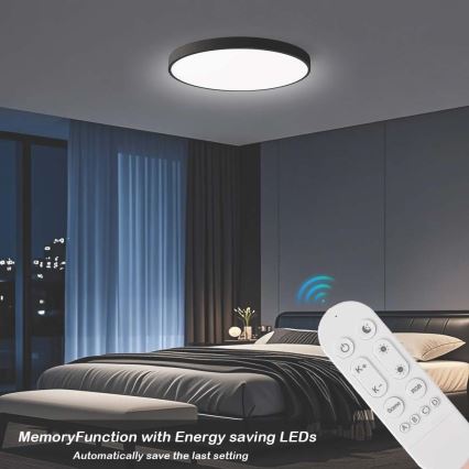 Immax NEO 07313L - LED prigušivo stropno svjetlo SEMPLICI LED/96W/230V Ø 80 cm Wi-Fi Tuya crna + daljinski upravljač