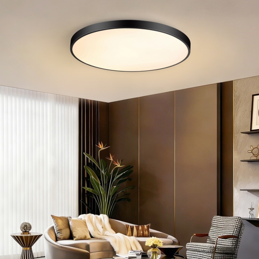 Immax NEO 07313L - LED prigušivo stropno svjetlo SEMPLICI LED/96W/230V Ø 80 cm Wi-Fi Tuya crna + daljinski upravljač