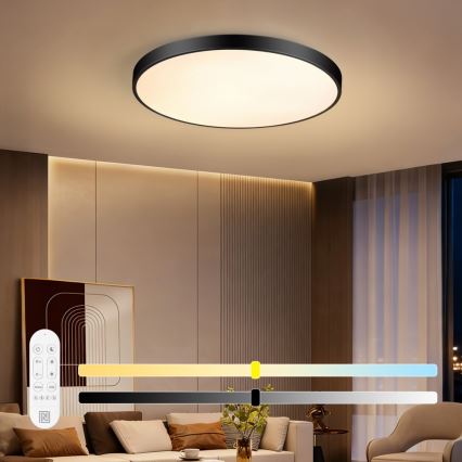 Immax NEO 07313L - LED prigušivo stropno svjetlo SEMPLICI LED/96W/230V Ø 80 cm Wi-Fi Tuya crna + daljinski upravljač