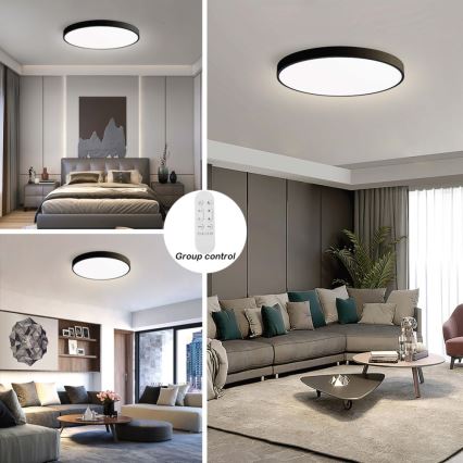 Immax NEO 07313L - LED prigušivo stropno svjetlo SEMPLICI LED/96W/230V Ø 80 cm Wi-Fi Tuya crna + daljinski upravljač