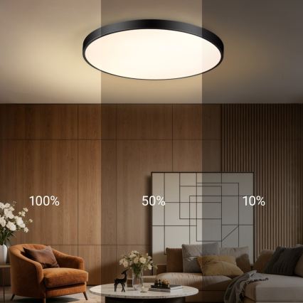 Immax NEO 07313L - LED prigušivo stropno svjetlo SEMPLICI LED/96W/230V Ø 80 cm Wi-Fi Tuya crna + daljinski upravljač