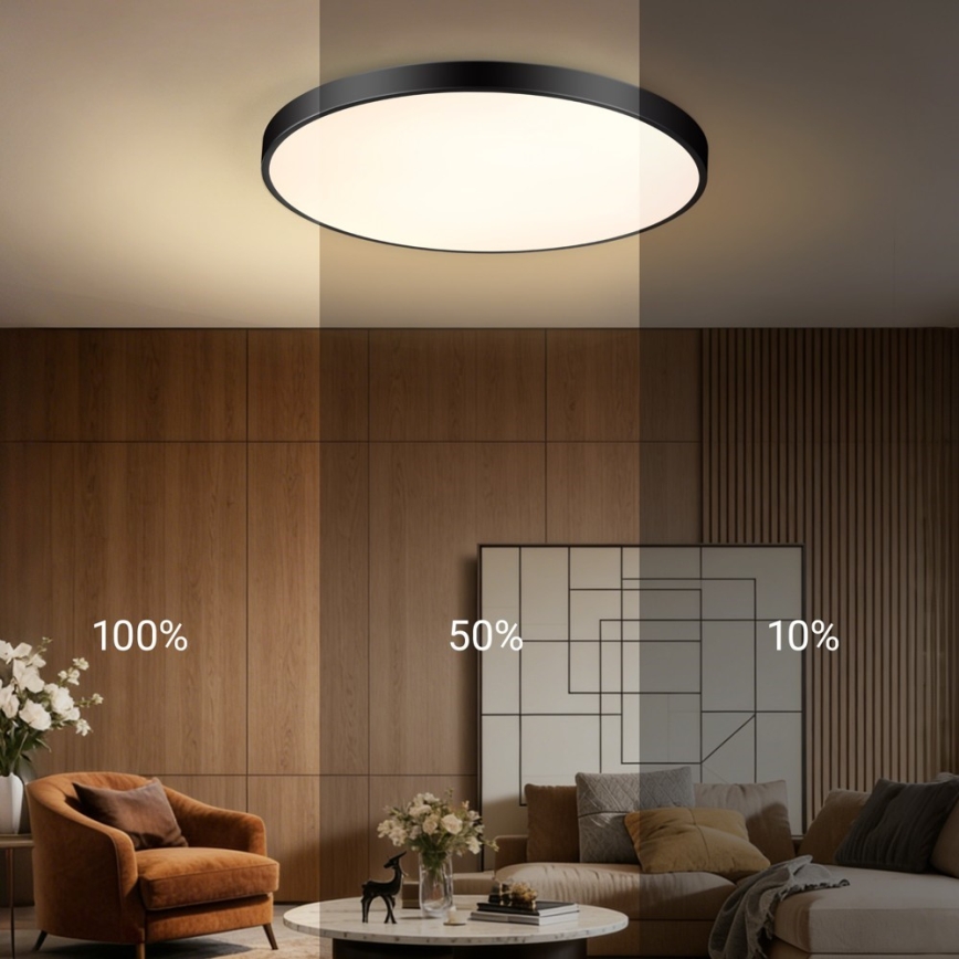 Immax NEO 07313L - LED prigušivo stropno svjetlo SEMPLICI LED/96W/230V Ø 80 cm Wi-Fi Tuya crna + daljinski upravljač