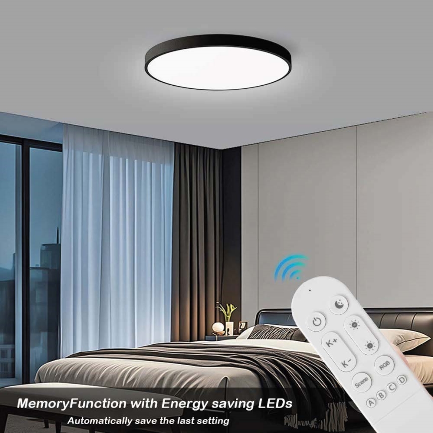 Immax NEO 07314L - LED prigušivo stropno svjetlo SEMPLICI LED/128W/230V prom. 100 cm Wi-Fi Tuya crna + daljinski upravljač