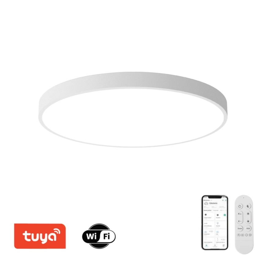 Immax NEO 07315L - LED stropno svjetlo s prigušivanjem SEMPLICI LED/96W/230V Ø 80 cm Wi-Fi Tuya bijela + daljinski upravljač