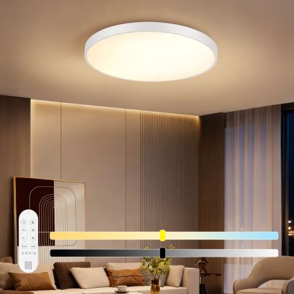 Immax NEO 07315L - LED stropno svjetlo s prigušivanjem SEMPLICI LED/96W/230V Ø 80 cm Wi-Fi Tuya bijela + daljinski upravljač